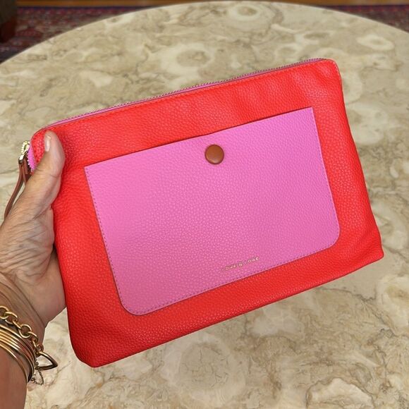 NWOT Love & Lore Zippered Pouch Wristlet Bag Multi Colour Vegan Leather - Picture 3 of 9